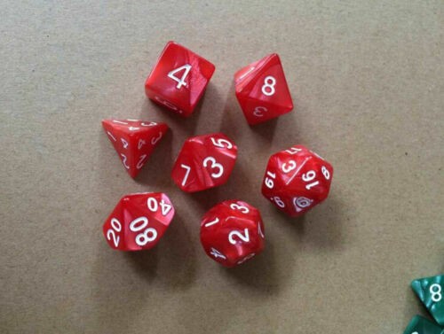 Dadi Chessex Opachi Nero Con Rosso - Set Da 7 (D20, D4, Ecc.) - Nuovi - Foto 3