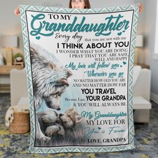 To My Granddaughter I Love You Every Day Fleece Blanket Gift From Grandpa
