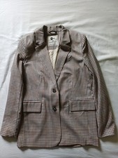 Oversize Blazer 38, grau/bunt kariert