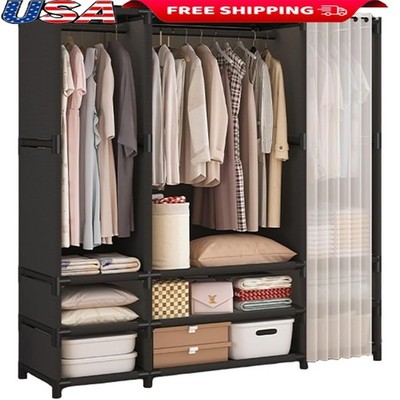 Extra Large Portable Closet W/ 6 Storage Bins Durable Wardrobe Home Use