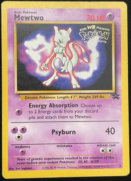 Mewtwo Black Star Promo #3 Pokemon The First Movie WB Stamp 1999 WoTC