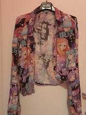 FB Sister Damen Bauchfreie Bluse mehrfarbig A...