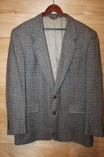 Hart Schaffner Marx Tweed Sport Coat 44L Brown Plaid Union Made
