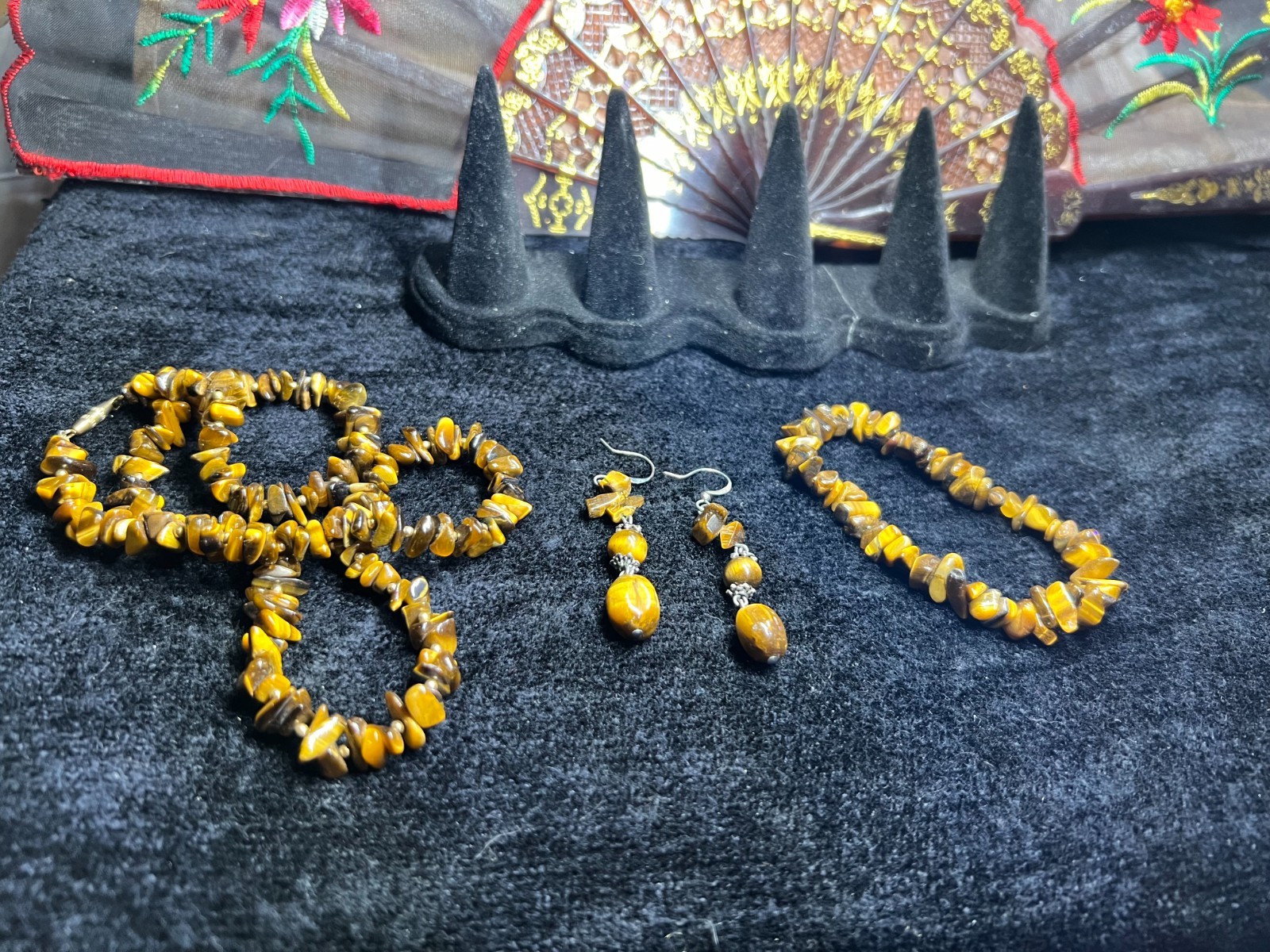 Vintage Tiger Eye  Gemstone Statement Necklace, B… - image 3