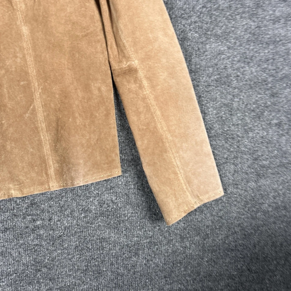 Chaqueta Kim Rogers Mujer Grande Tostado Gamuza Camel Cuero Un Botón Blazer Foto 3 de 4