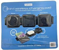 Mycharge 3-In-1 Wireless Portable Travel Charging Pad for Apple Wireless Devices
