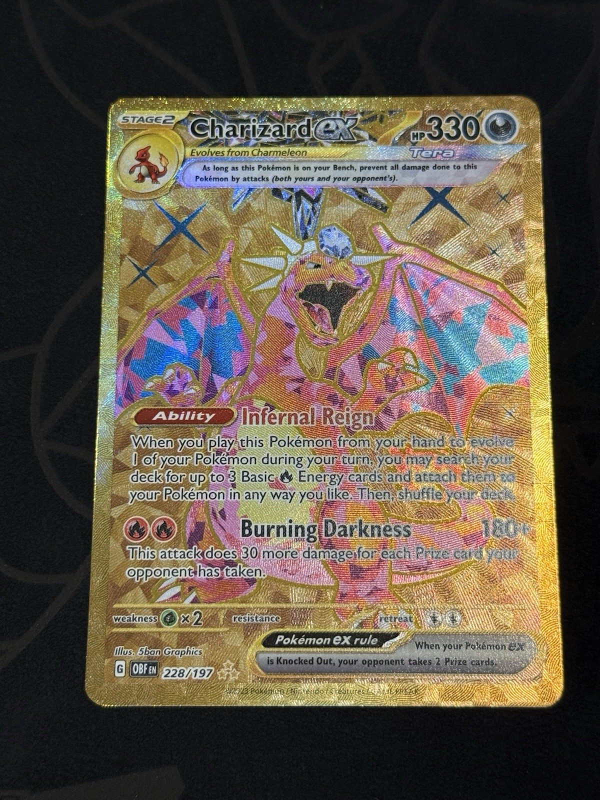 Pokemon Charizard EX 228/197 Sv03: Obsidian Flames NM Condition (Mystery Pack)