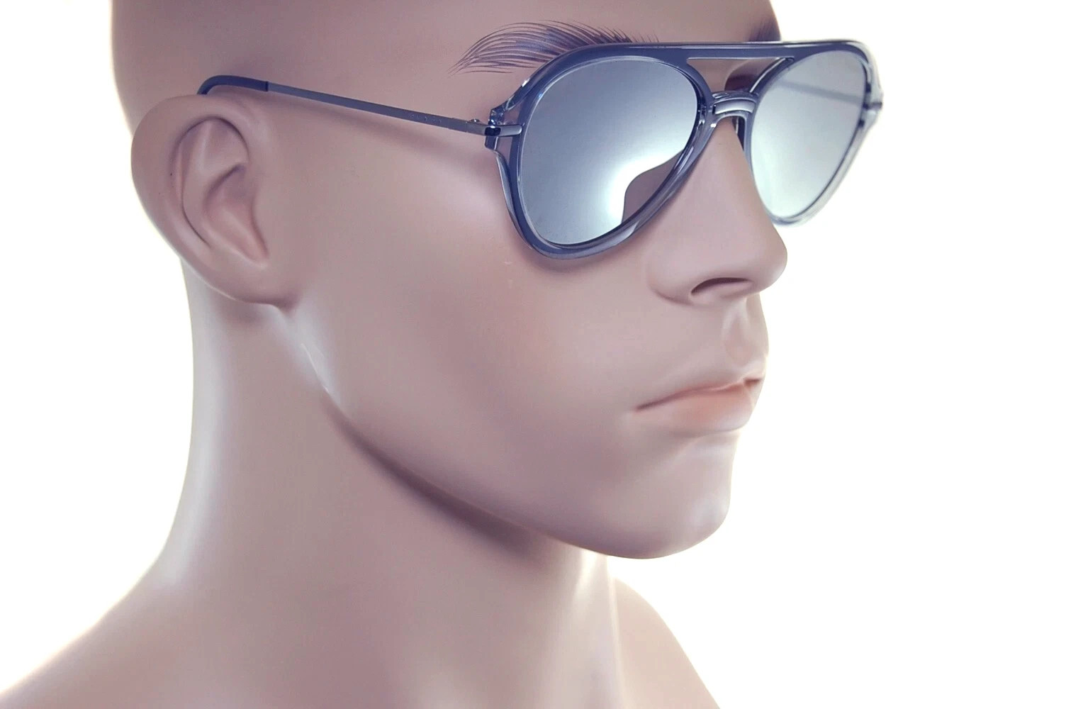 PRADA SPORT Mens Sunglasses SILVER MIRROR Medium PILOT CRYSTAL GREY 04TS MQG2B0