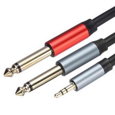 1/8" TRS to Dual 1/4" TS Audio Cable Y-Splitter 5FT Black