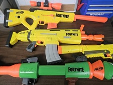 NERF Fortnite HC-E Mega Dart Blaster Gun-Sniper-shhh Blaster-rocket Gun 4pc lot