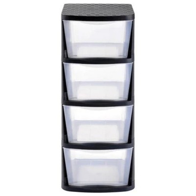 Plastic Storage Tower W/ 4 Cubby Shelves Black up to 60 lbs