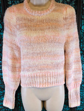 WILD FABLE SWEATER WOMENS SZ. S FUZZY PEACH CROPPED KNIT BELLA PULLOVER PUFF NEW
