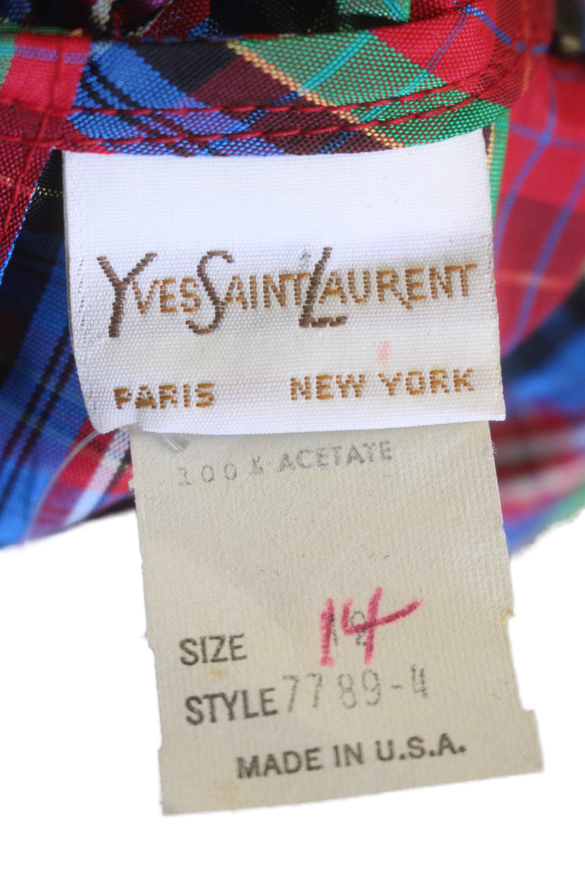 Abito bambina Yves Saint Laurent manica lunga con volant a quadri linea A multi taglia 14