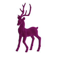 STANDING FLOCKED REINDEER Plum Christmas Decoration Table Gift Decor Figurine