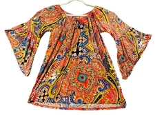 Si Avance  Women Paisley Print Bell Sleeves Size S Stretchy