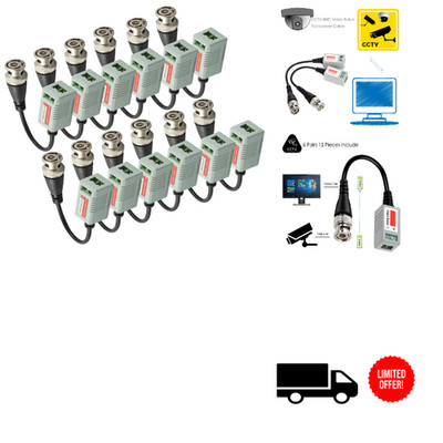 Mini CCTV BNC Balun Transceiver Kabel 12 Stück 6 Paar