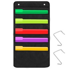 Heavy Duty 5 Pocket Door Hanging File Organizer Black Wall Storage Pocket Cha...
