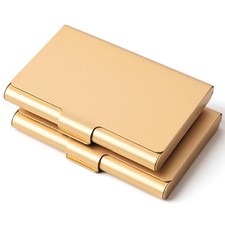 2 Pack Metal Business Card Holder Case, Aluminum Alloy Business Name Card Holder