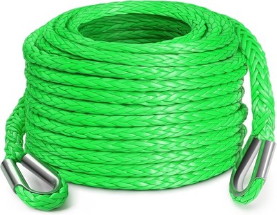  Winch Rope Extension, 1/4'' x 50ft Synthetic Winch 1/4 Inch x 50 Feet Green
