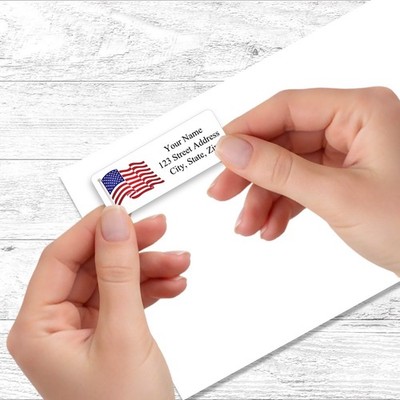 400 USA Waving Flag Return Address Labels Personalized Printed 1/2