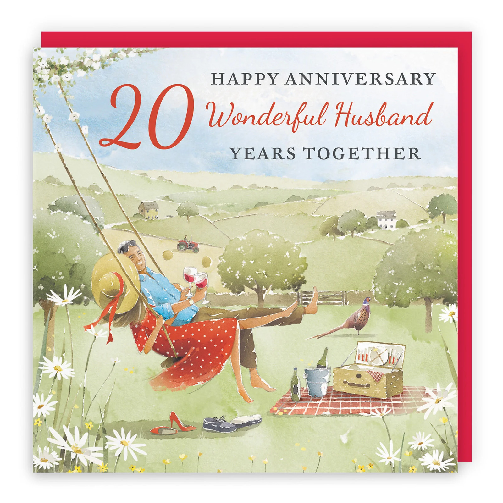 20th Husband Anniversary Card Meadow Picnic Milo's Gallery