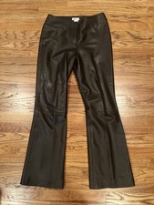VINTAGE Y2K 2000  s DARK BROWN LEATHER FESTIVAL BOHO TROUSER PANTS 27  X 28  4