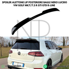 ✅ SPOILER LIP POSTERIORE BAULE NERO LUCIDO PER VW GOLF 7 7.5 GTI R GTD R-LINE ✅