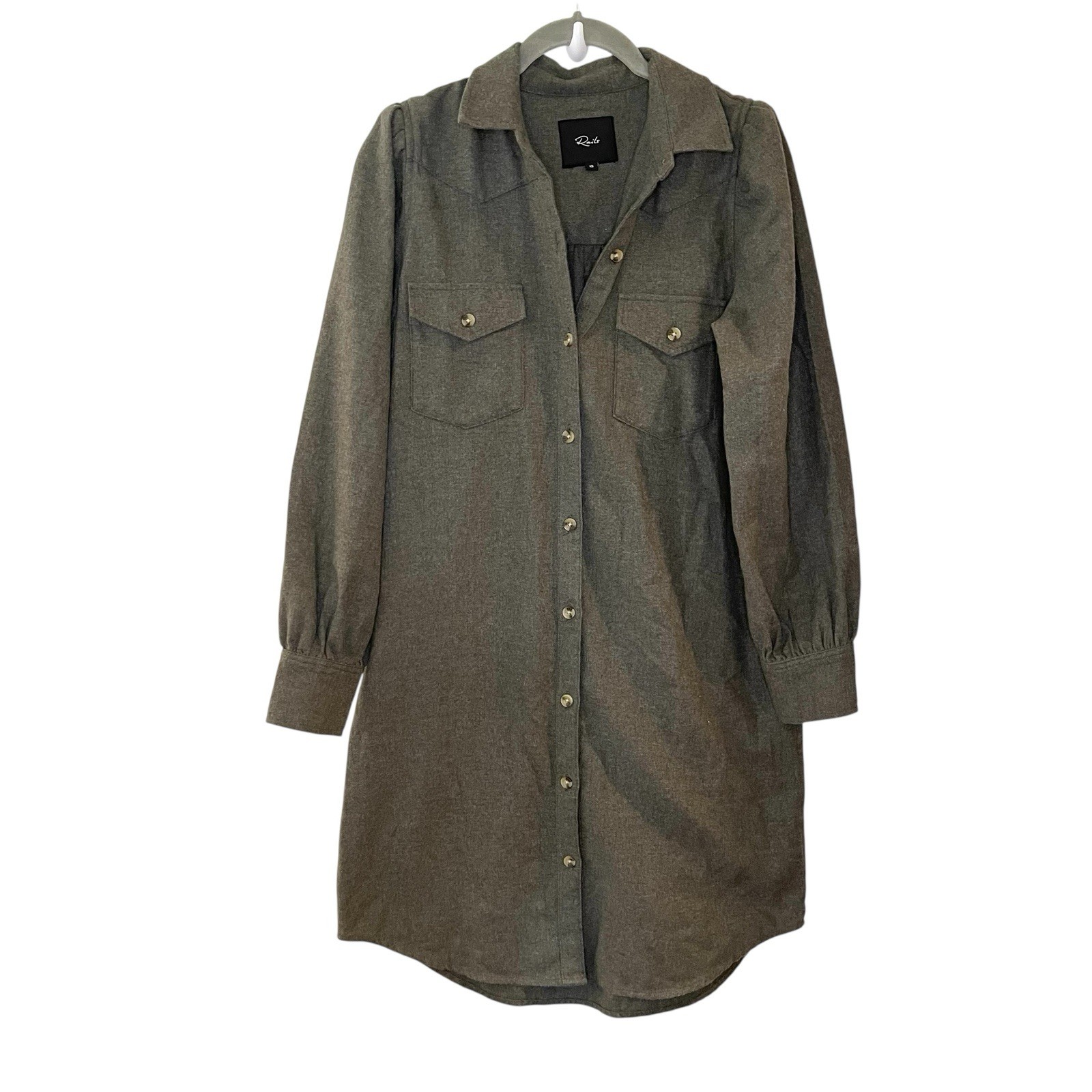 Rails Solid Green Collared Long Sleeve Button Dow… - image 1