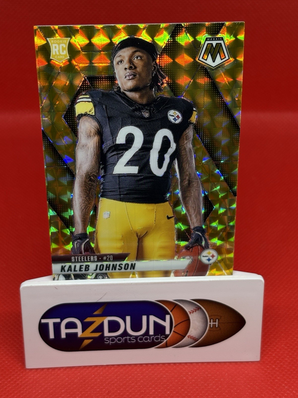 2025 Panini Mosaic Kaleb Johnson Rookie Variation Reactive Yellow #289 Steelers