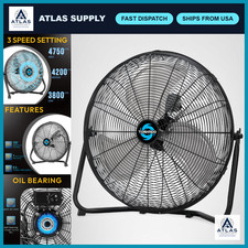 High Velocity 20" Metal Floor Fan, 3-Speed Cooling, 120° Tilt, UL Listed, Black