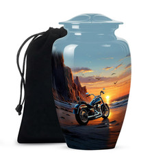 Custom Motorcycle Cremation Urn Sunset Personalized Memorial Urn for Men  Women