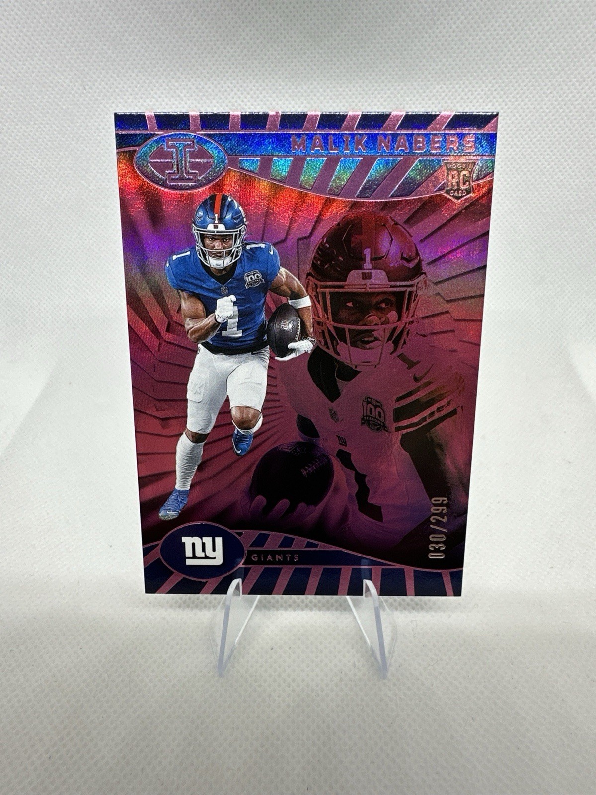 2024 Panini Illusions - Malik Nabers #66 Trophy Collection Pink /299 (RC) Giants