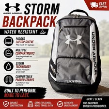 Zaino Under Armour Storm grigio nero borsa libro scuola laptop impermeabile