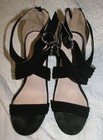QUPID Womens Size 7 Karden Black Suede 3.5" Heels Open Toed Dress Shoes Back Zip — photo 4
