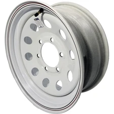 Premium Service 15x6 6 on 5.5 Modular Steel Trailer Wheel - White with Pin...