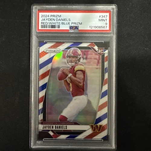 2024 Prizm Jayden Daniels Rookie Card #347 RED WHITE BLUE 🇺🇸PSA 9🇺🇸 RC