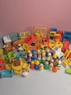 Vintage Fisher Price Little People Figures Furniture Cars Lot