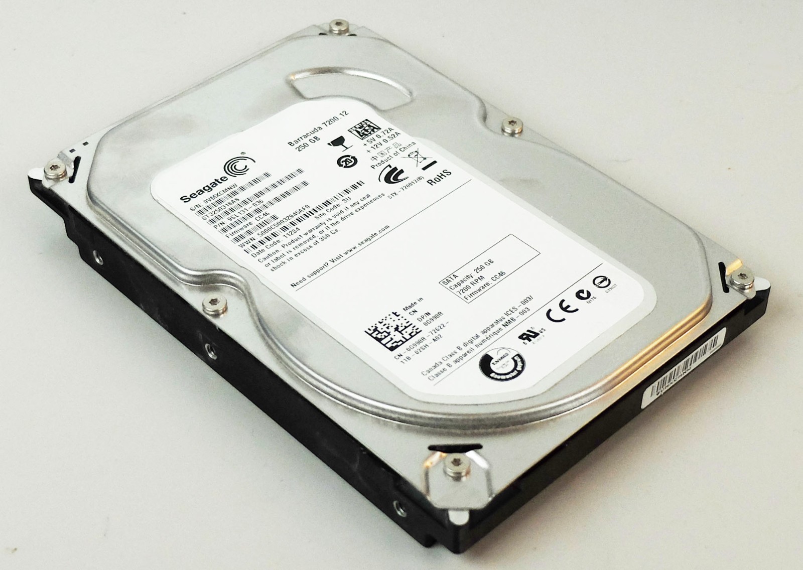Seagate Barracuda 7200.12 250GB, Internal, 7200 RPM, 8.89 cm (3.5"")