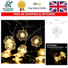 Flexible 20 LED Snowflake Fairy Lights: Battery Powered for Festive Elegance