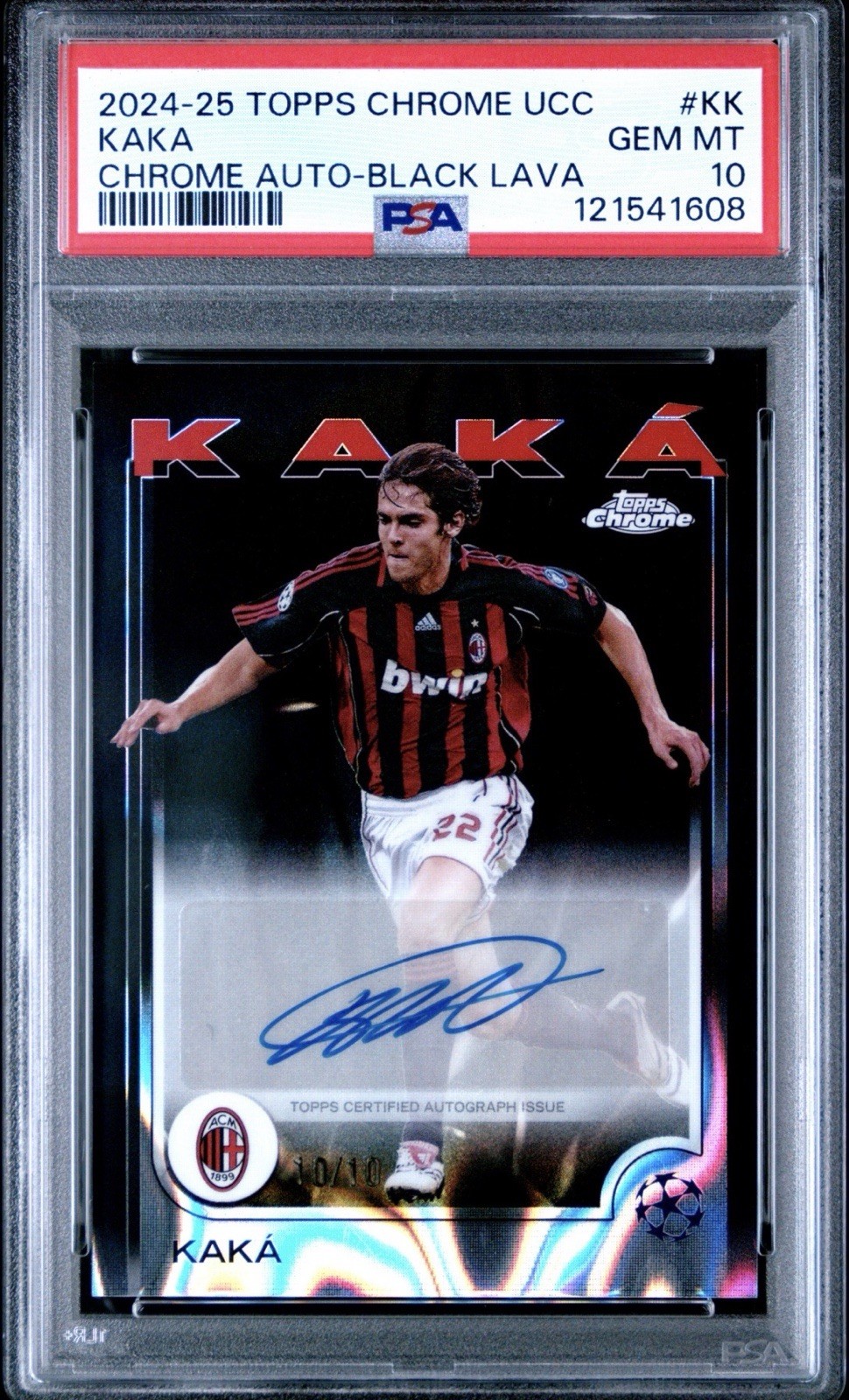 PSA 10 Topps 2024-25 Chrome UCC Kaka CA-KK Auto Black Lava Refractor /10