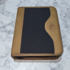 Franklin Quest Planner Green Line Black Canvas Brown Leather Trim 6 Ring W/Xtras