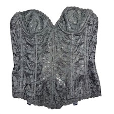 Fredericks of Hollywood Black Lace Corset Bustier Top 32B Vintage Strapless
