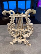 Vintage Lyre Harp Music Stand Piano Topper Music Book Holder Solid Metal