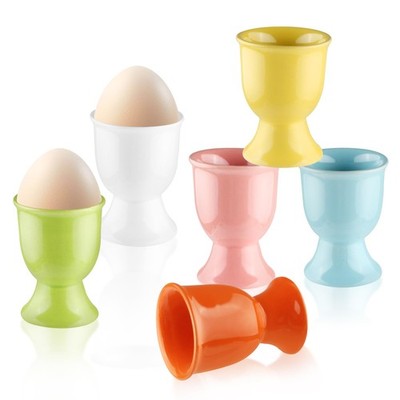 6 Pcs Ceramic Egg Cups Porcelain Egg Stand Holders for Soft Boiled Eggs Break...