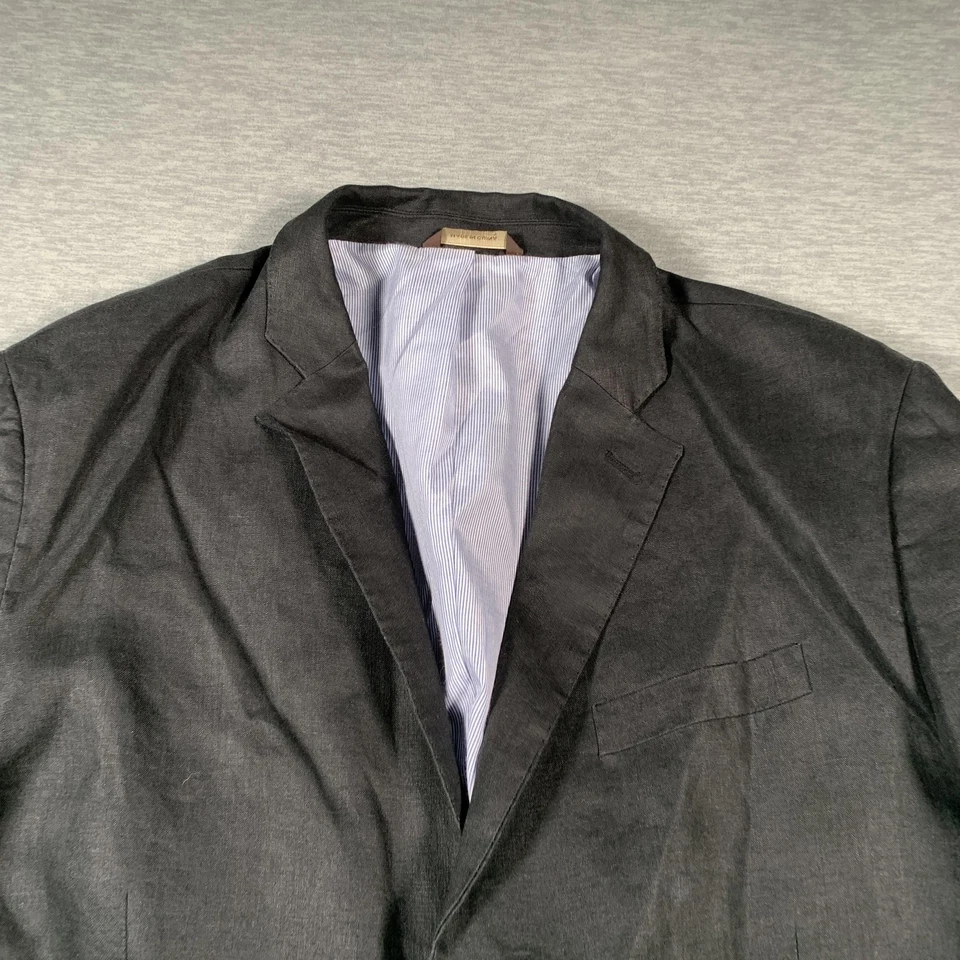 Tasso Elba Island Blazer Mens 2XL 48-50 Black Two Button Sport Coat Jacket Linen - Image 4 of 4