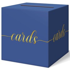 Navy Blue Graduation Card Box, Gold Foil Gift Card Box for Graduation, Party,...