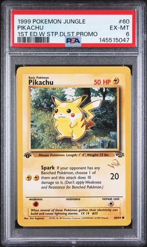 1999 Pokemon Jungle Pikachu 1st Edition.W STP.DLST.PROMO #60 PSA 6 MINT