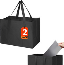 2 Pack Large Foldable Shopping Bag, 16" W X 13" H X 10" D, Reusable Grocery Bag,