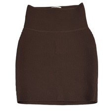 BABATON Aritzia Sculpt Knit Ribbed Mini Skirt Sz XS Brown