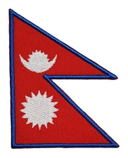 Nepal Flag Embroidered Iron On Patch Hook & Loop Support Nepal